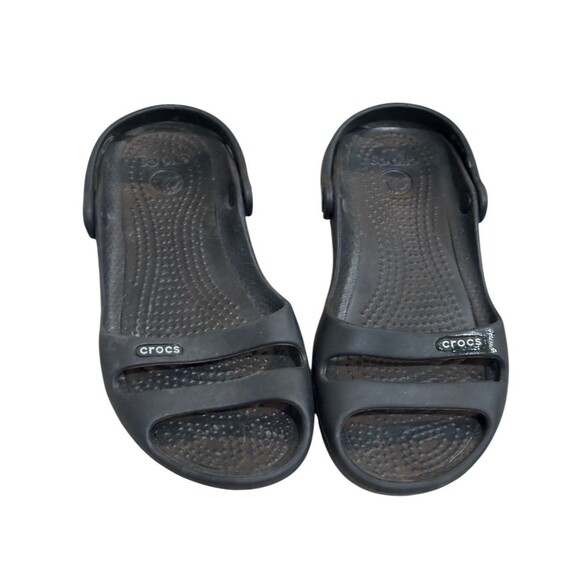 Crocs Cleo II Sandal Womens Size 5 Black Double Strap Slide Slingback Beach - Picture 2 of 6